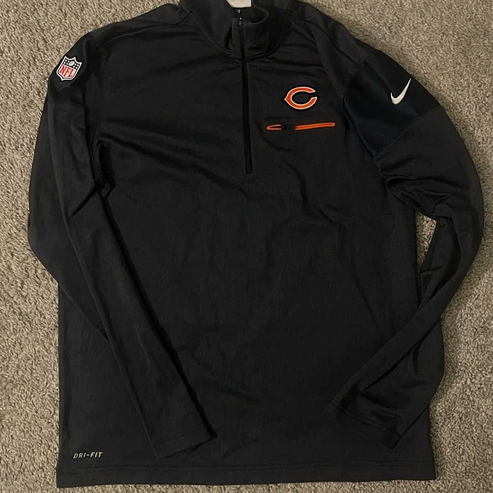 BEARS Nike Black and Orange NFL Quarter-Zip Pullover